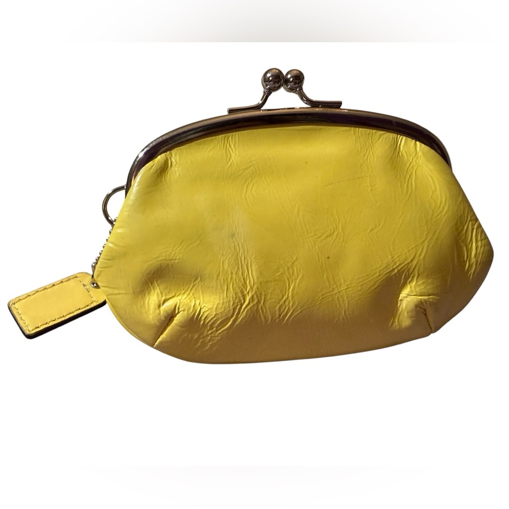 Yellow Leather Kiss-Lock Clutch Wallet - Picture 4 of 13